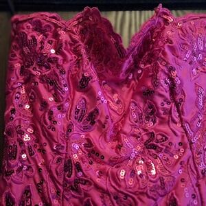 Vintage Pink Sequin Floral Dress